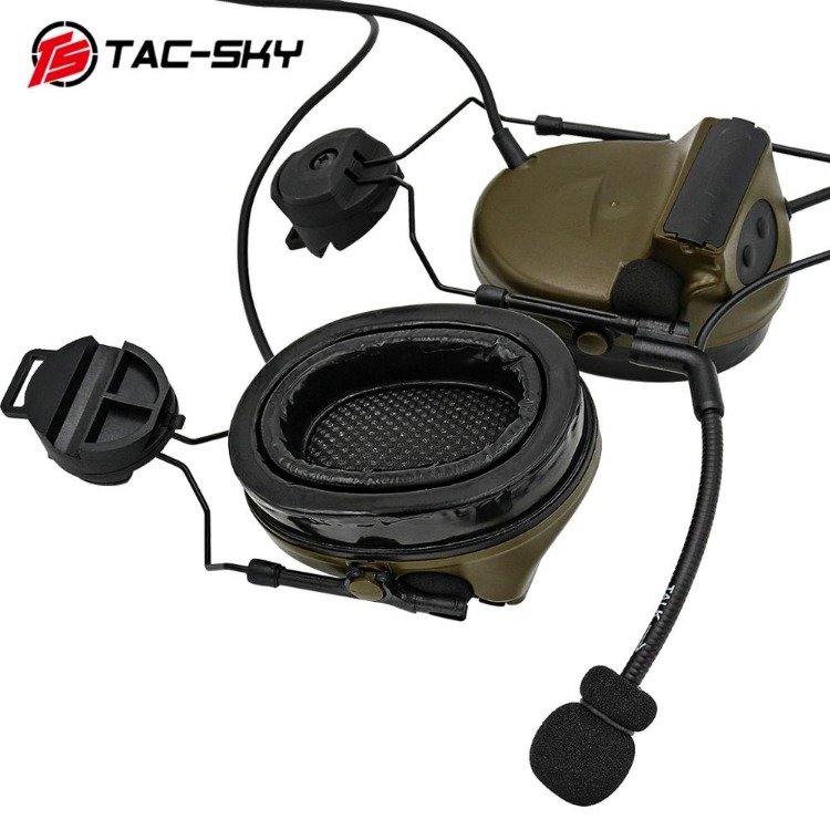TS TAC-SKY ARC Rail Helmet Bracket Version COMTAC II Tactical Headset Hearing Protection Electronic Ear muffs Shooting Headset