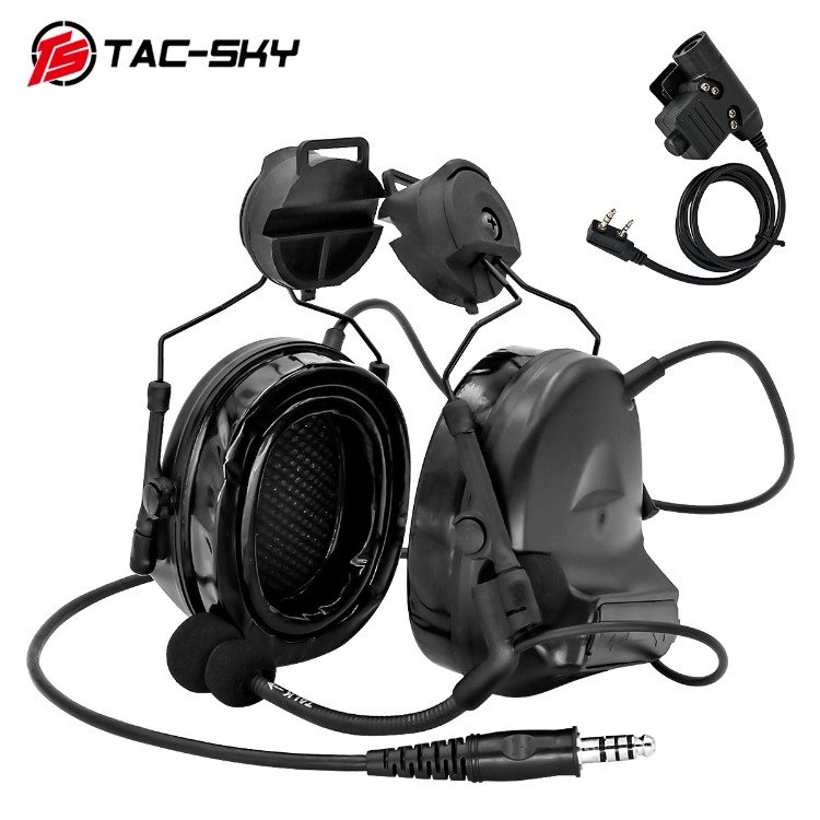 TS TAC-SKY ARC Rail Helmet Bracket Version COMTAC II Tactical Headset Hearing Protection Electronic Ear muffs Shooting Headset