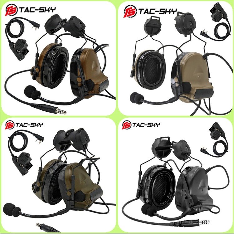 TS TAC-SKY ARC Rail Helmet Bracket Version COMTAC II Tactical Headset Hearing Protection Electronic Ear muffs Shooting Headset