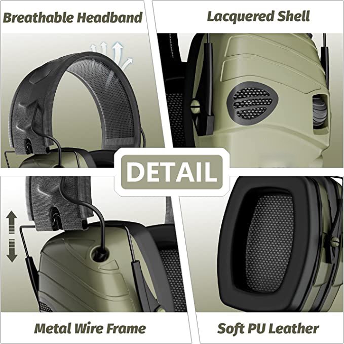 Ear Protection for Shooting Electronic Hearing Protection Noise Cancelling Earmuffs Electronic Shooting Earmuff for Gun Range