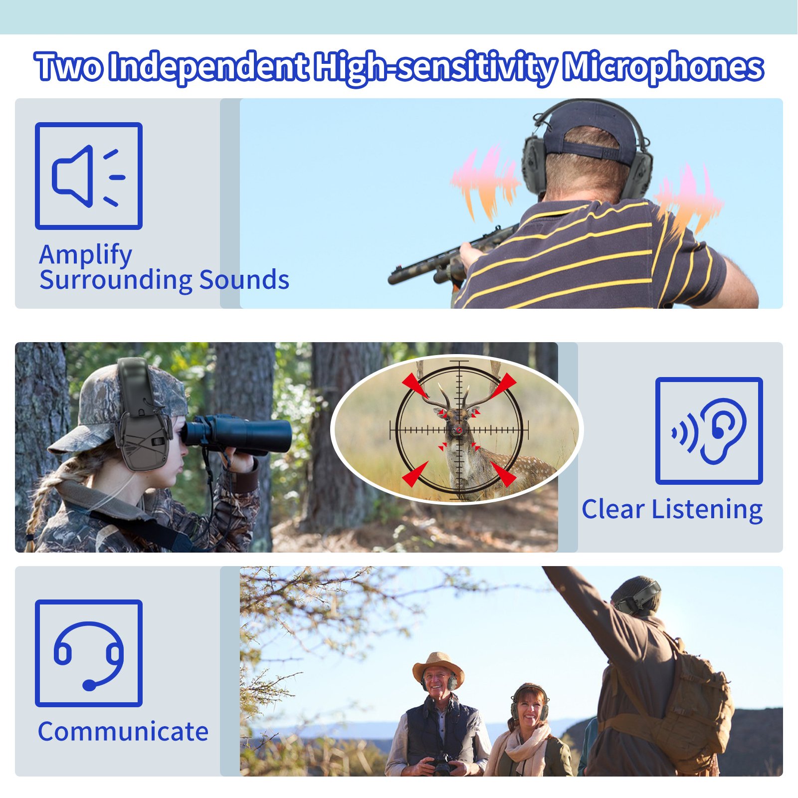 High Quality ABS Electronic Ear Muffs for Shooting Hearing Protection with Noise Reduction Function