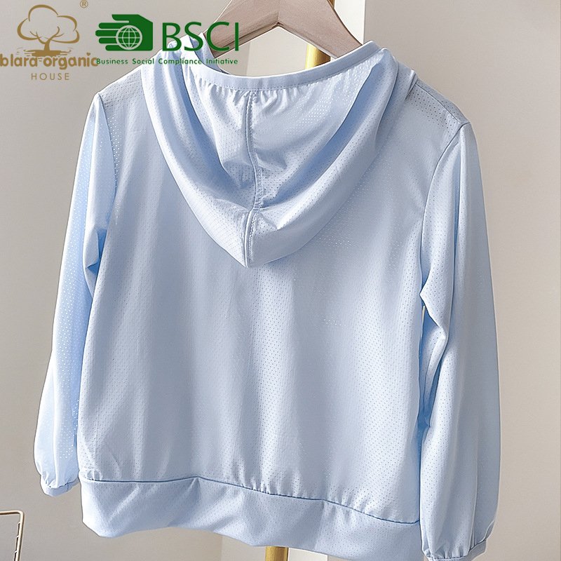 Sustainable Polyester Spandex Children Girl Boys UPF50+ Sun Protective Hoodie Cardigan Clothing