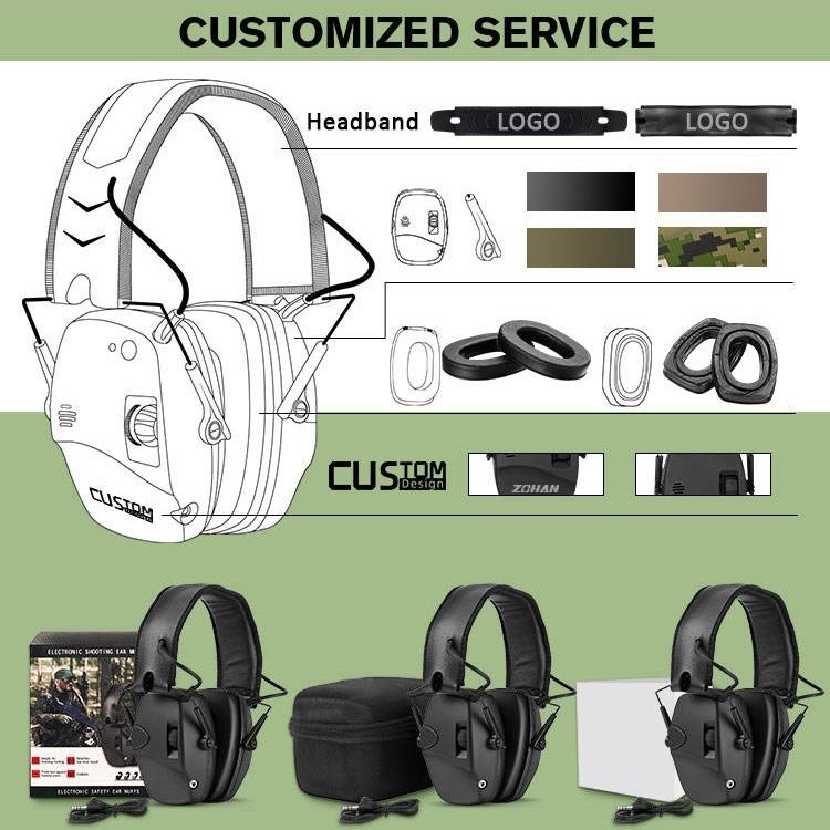 ZH Shooters Electronic Earmuff Best Earmuff Hearing Protection Comfortable Head Mounted Earmuffs