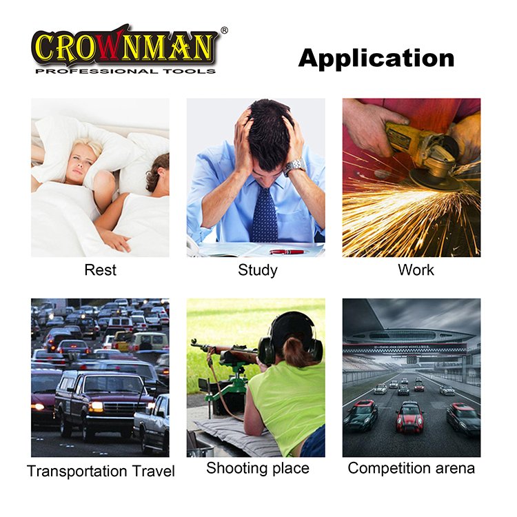 CROWNMAN PPE Yellow ABS Case Soundproof Earmuffs Individual Hearing Protection Safety Ear Muff