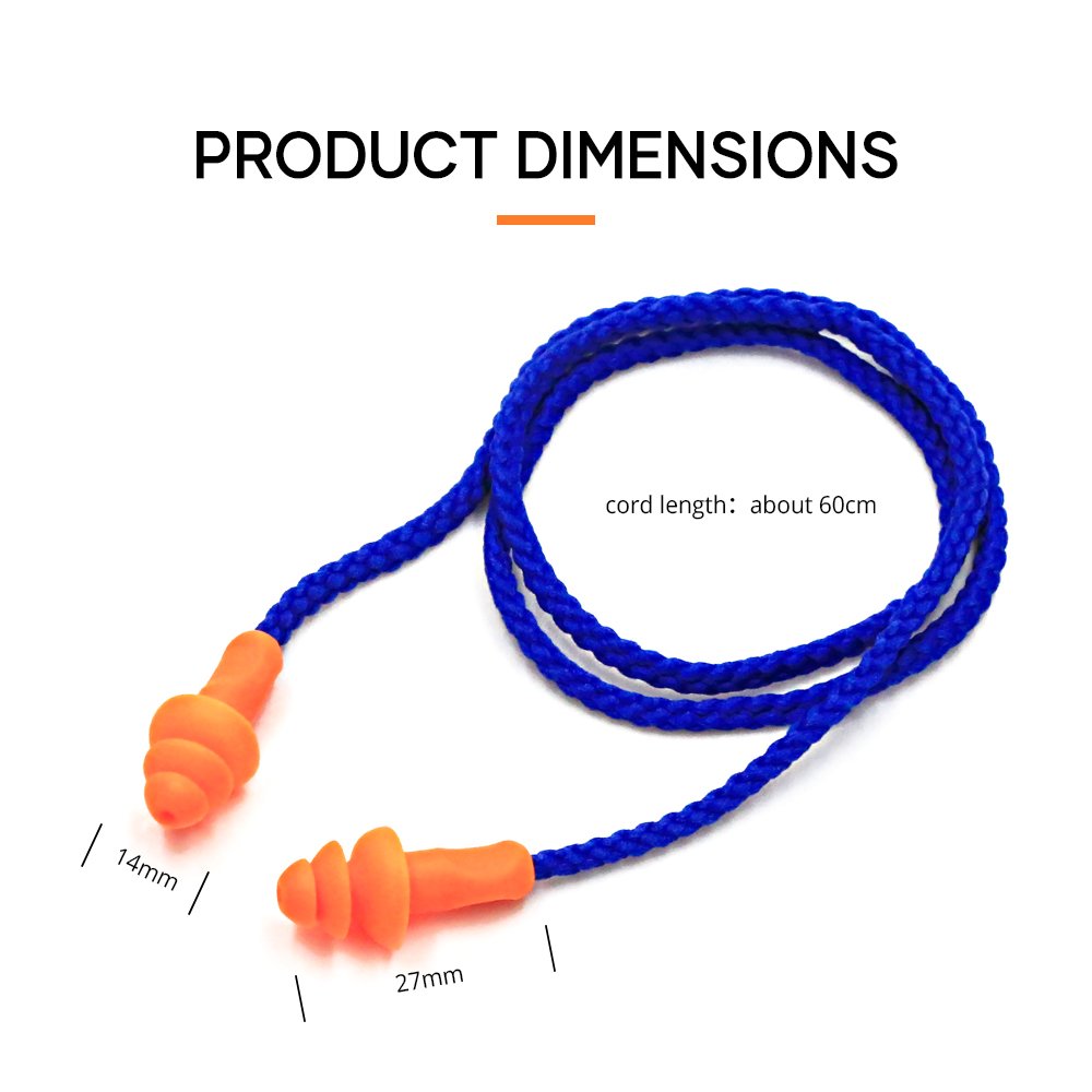 20 Pairs Corded Ear Plugs Reusable Silicone Earplugs with String Ear Plug Sleep Noise Cancelling for Hearing Protection