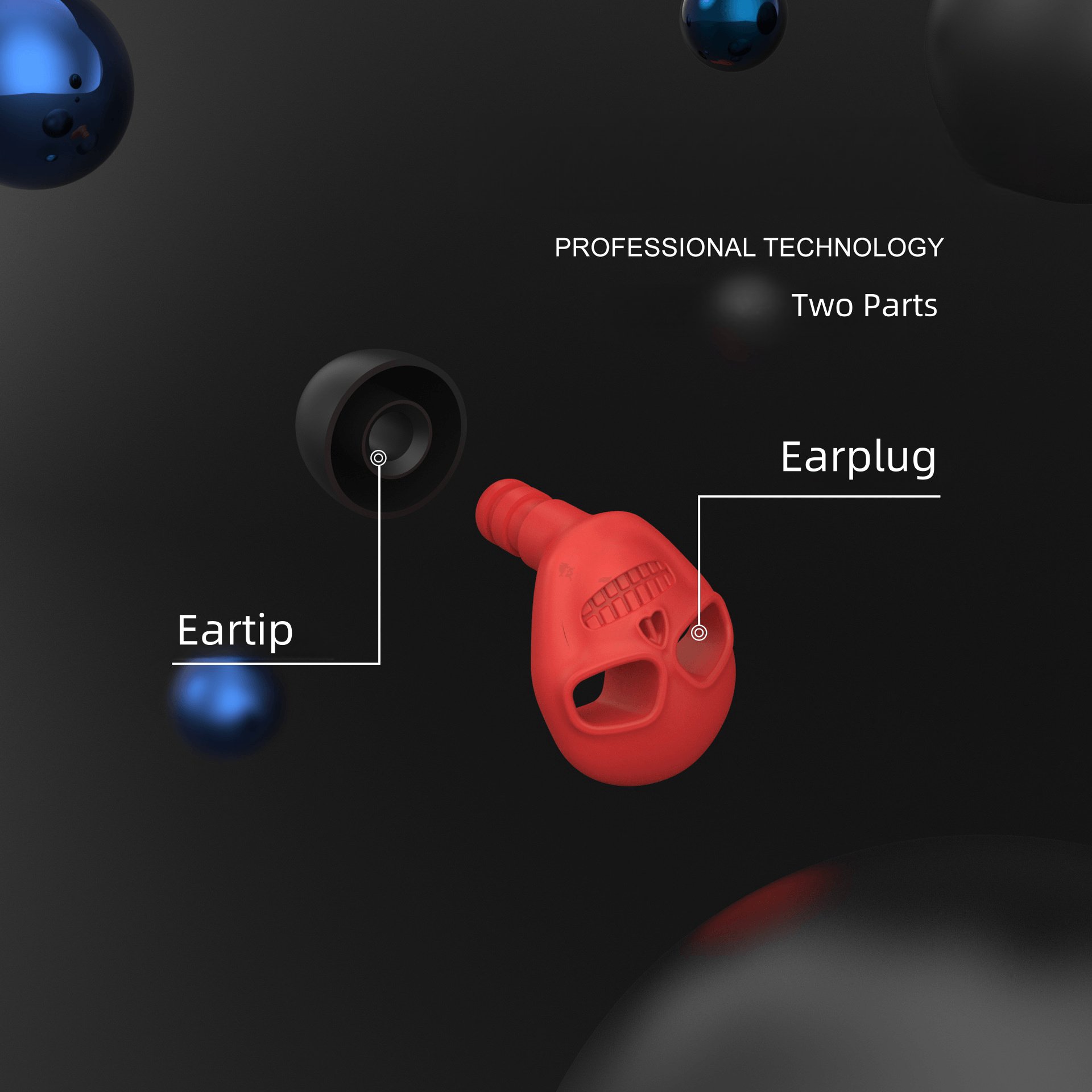 EarPlugs for Sleeping, Reusable and Noise Reduction 25dB-27dB with 6 Ear Tips, Soft Hearing Protection Earplugs