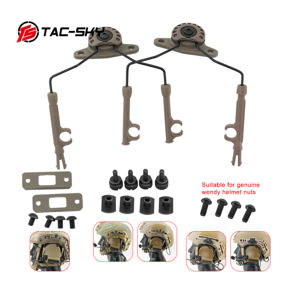 TS TAC-SKY Tactical Helmet Rail Adapter (ARC Rail / MLOK Rail / WENDY Rail) MARK 2.0 Bracket for COMTAC Series Tactical Headsets
