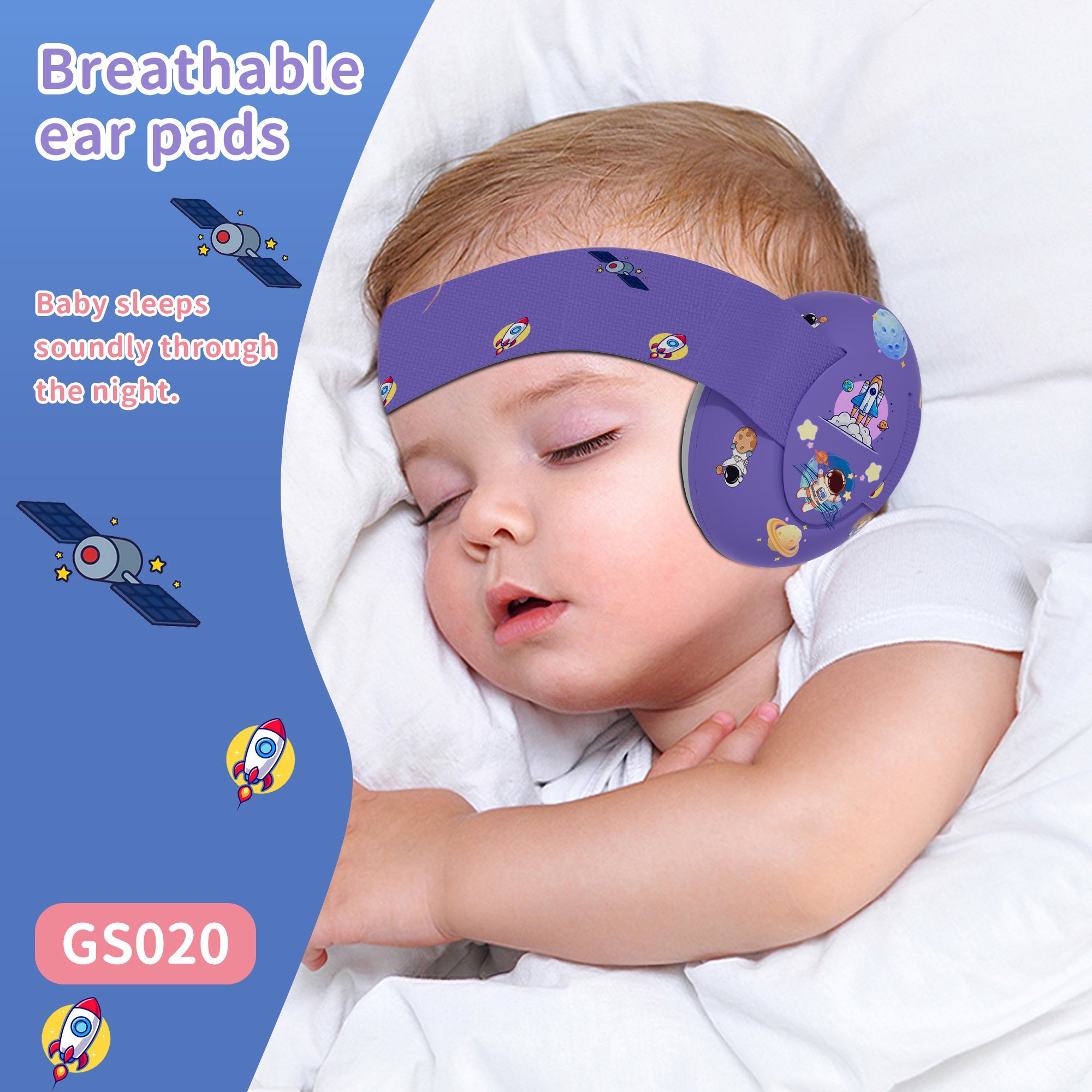 GS020-PL Infant Earmuffs Noise Cancelling Headphones with Adjustable Headband,25dB Baby Sound Proof Headphones