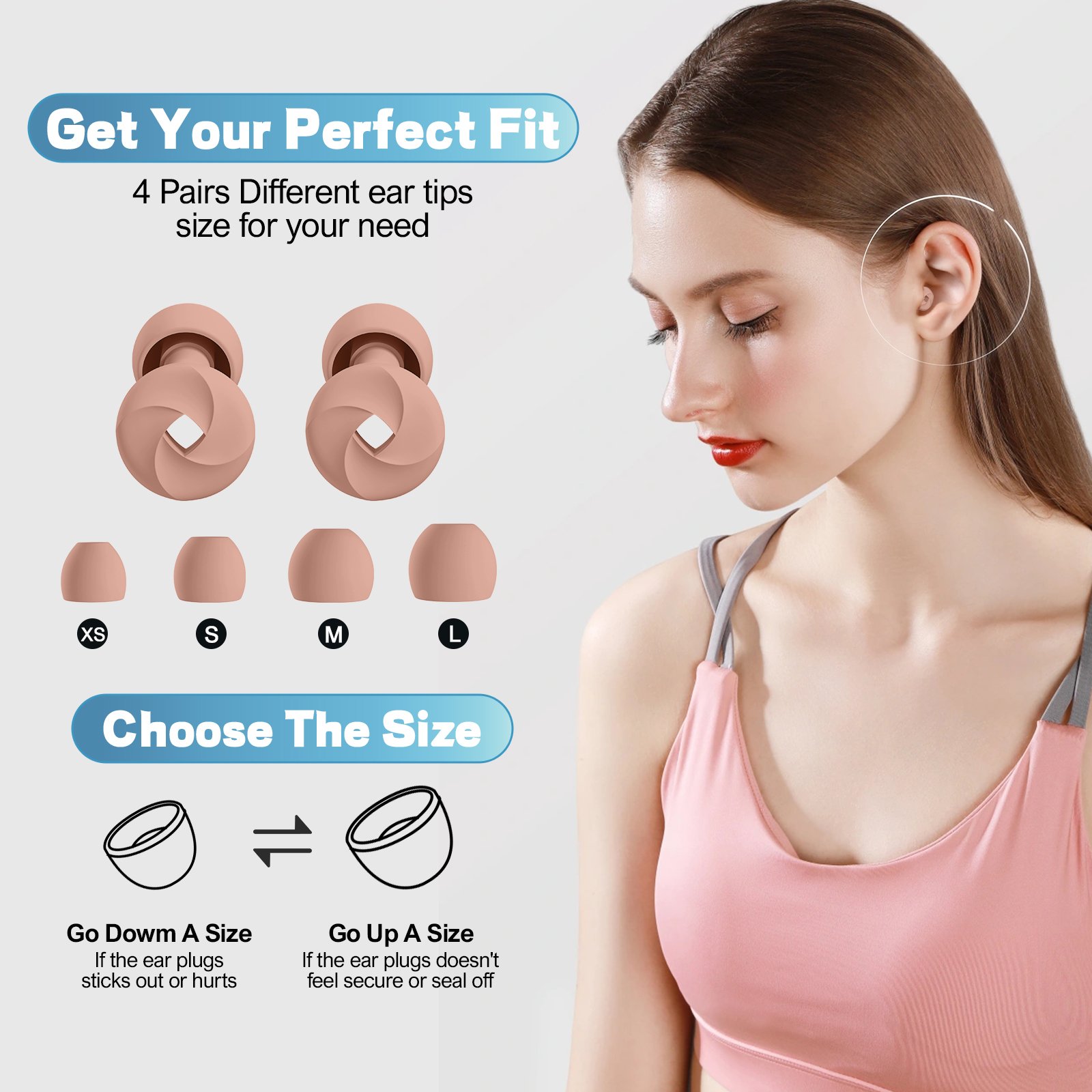 Noise Reduction Ear Plugs Physical Noise Reduction Skin friendly Silicone Sleeping Earplug
