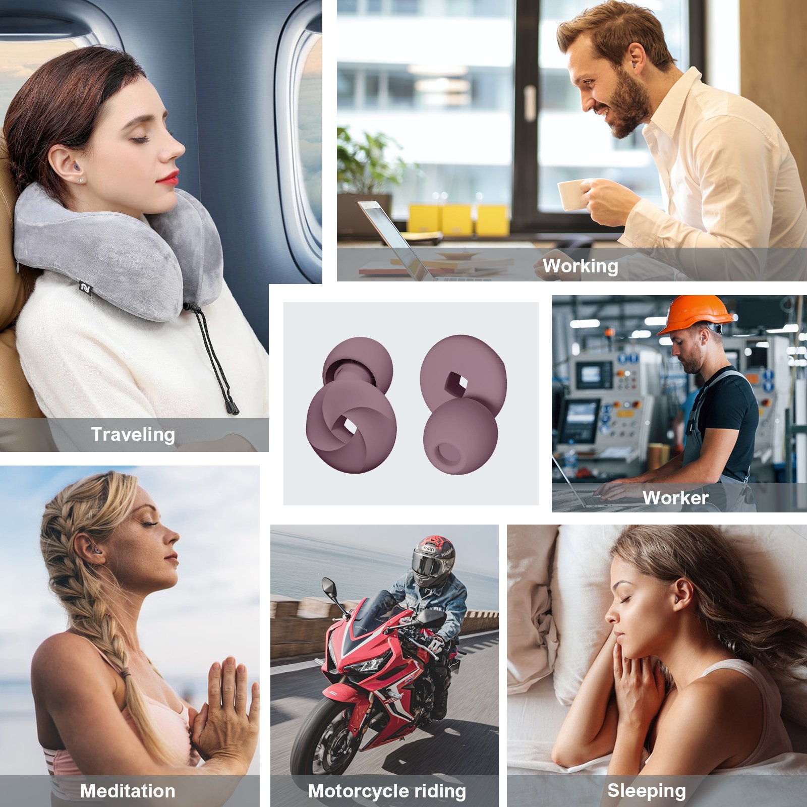 Noise Reduction Ear Plugs Physical Noise Reduction Skin friendly Silicone Sleeping Earplug