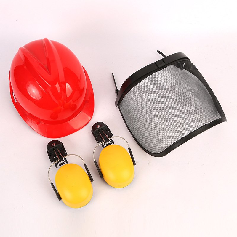 Headwear Noise Suppressant Ear Protection Earmuffs With Safety Hat Mask Wire Mesh Shield Noise Reduction Sound Insulation