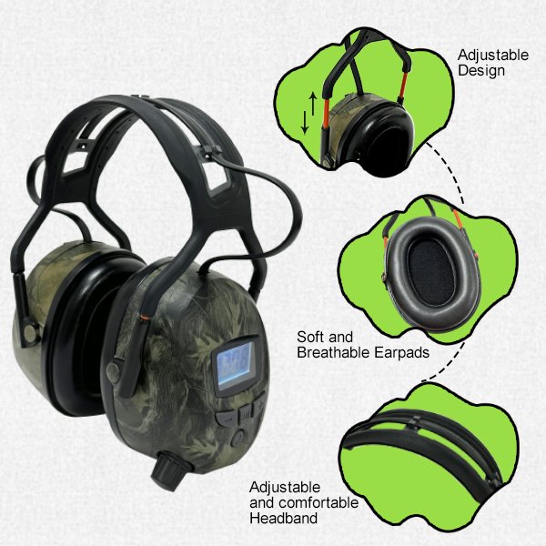 Electronic Hearing Protector Bluetooth Shooting Headband safety earmuff Active Noise Cancelling Blue Tooth earmuff