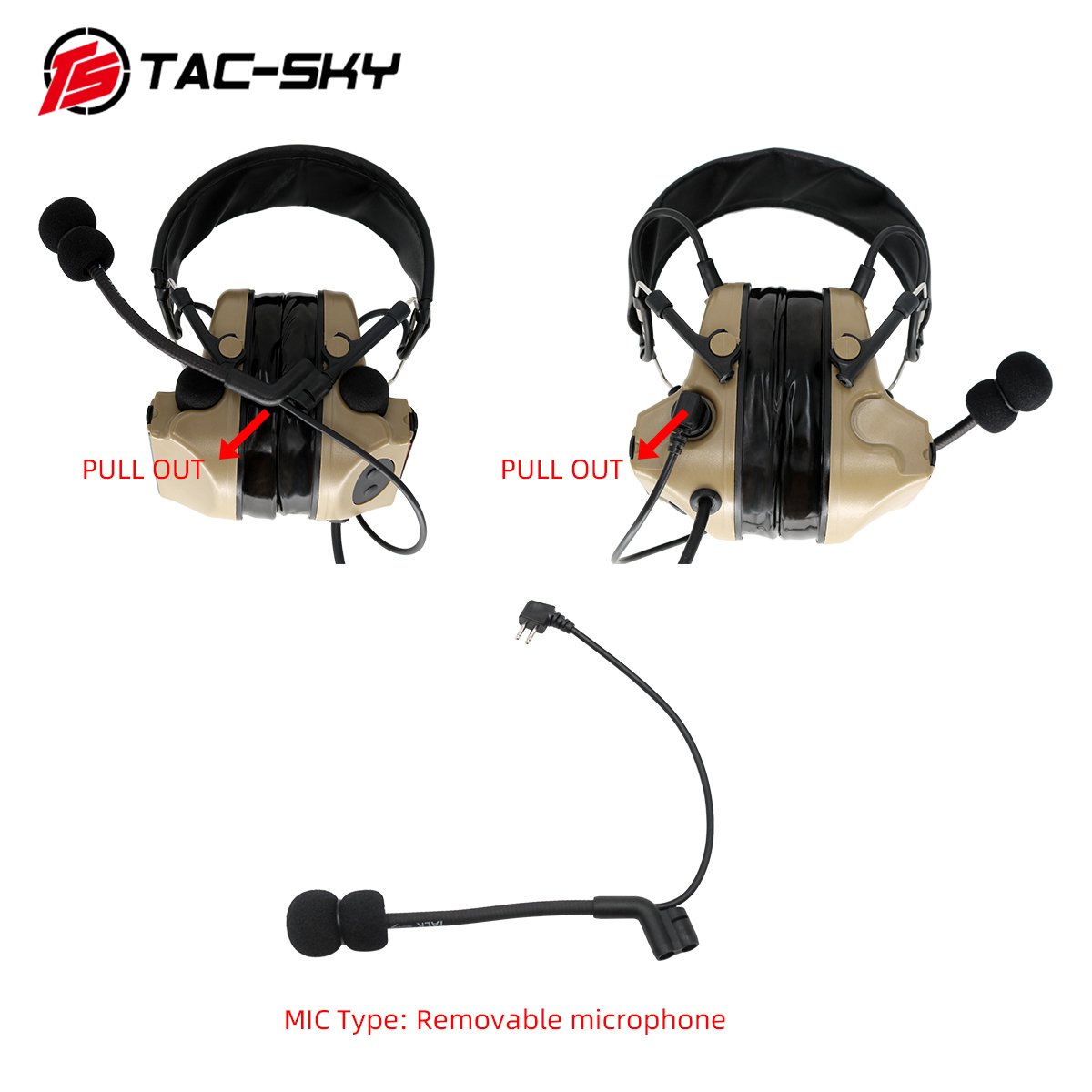 TS TAC-SKY Tactical Headset COMTAC II Hearing Protection Headset &U94 PTT Adapter Compatible with Baofeng UV5R Walkie Talkies