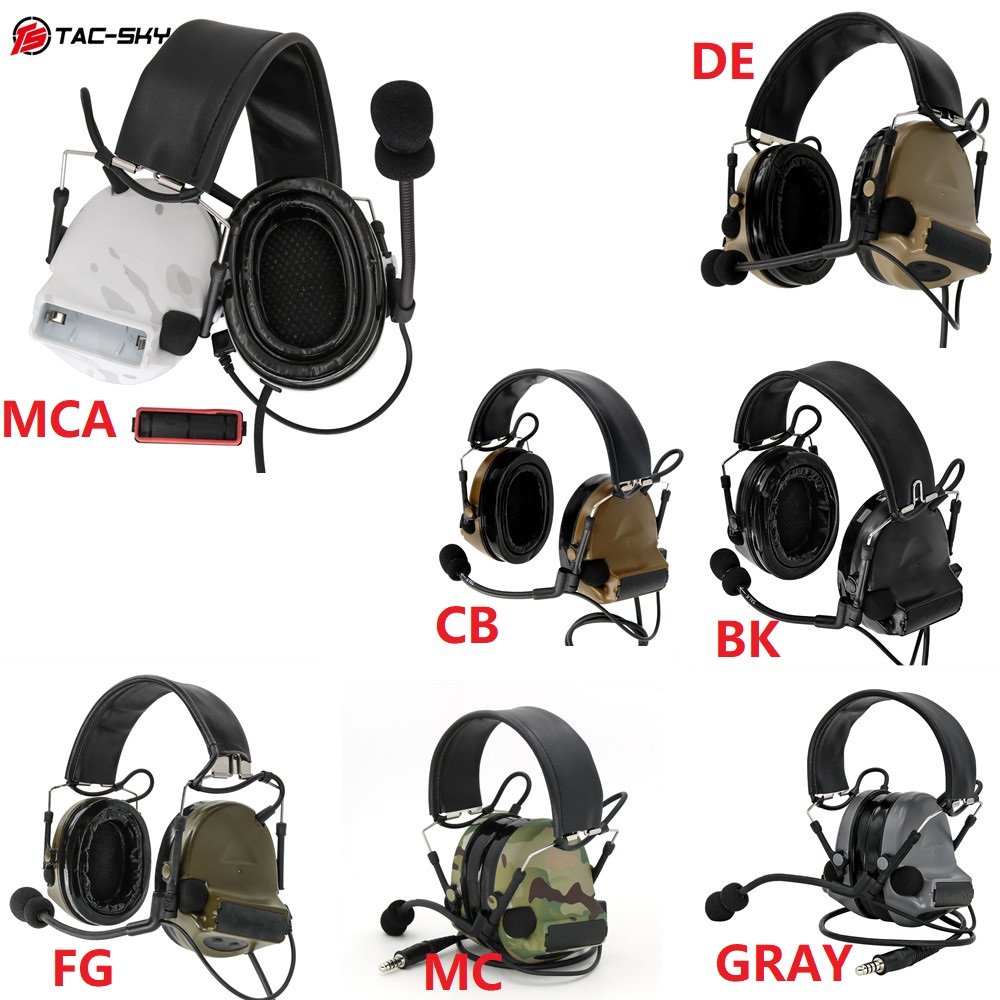 TS TAC-SKY Tactical Headset COMTAC II Hearing Protection Headset &U94 PTT Adapter Compatible with Baofeng UV5R Walkie Talkies