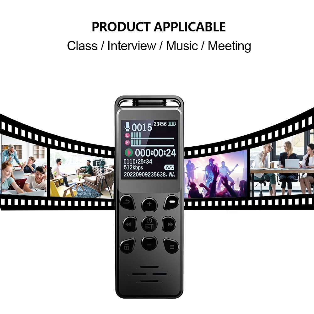 V68 Voice Recorder Digital MP3 Player 580mAh Noise Reduction Password Protection TFT Colorful Screen Audio Interview Dictaphone