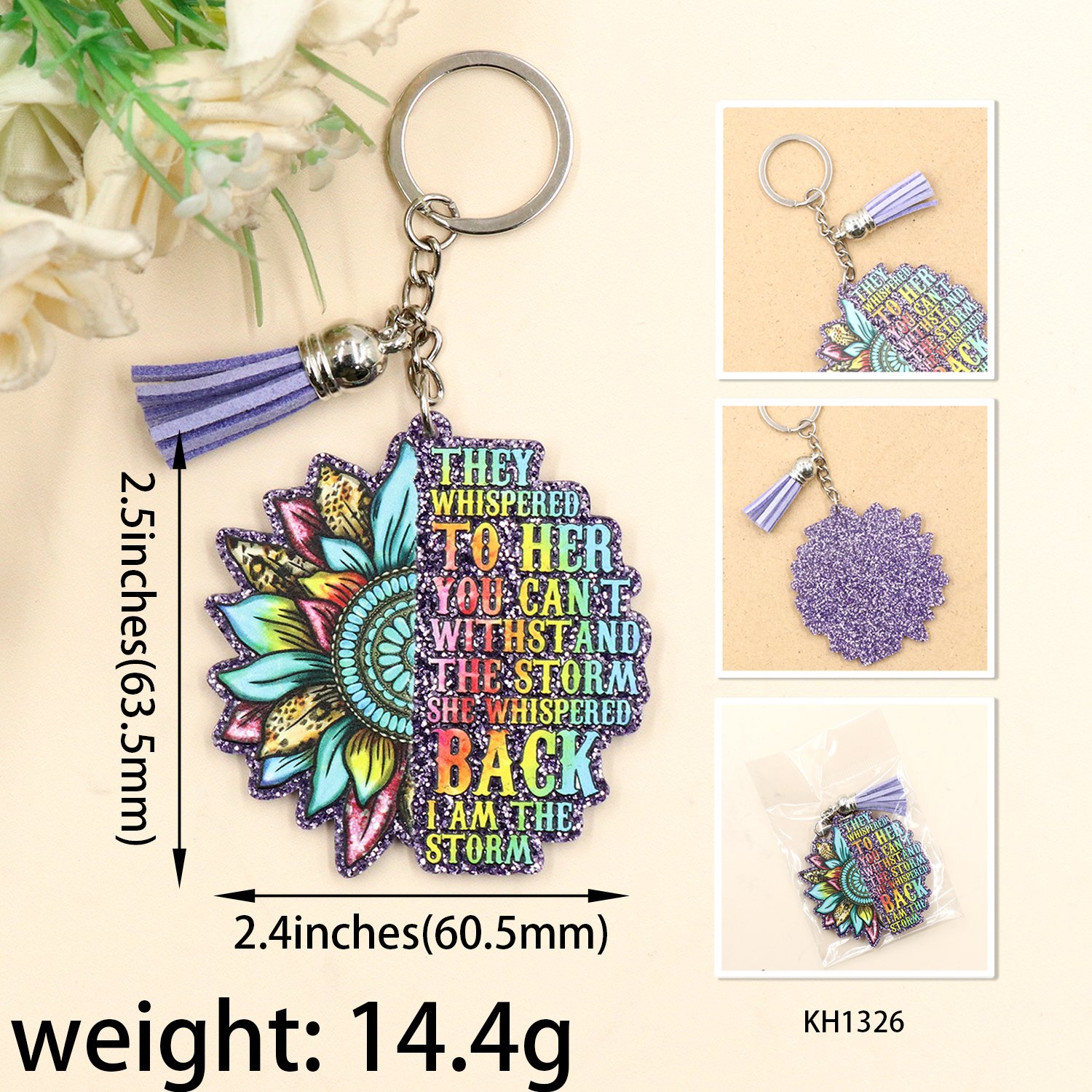 ZSHKH1326 They Whispered to Hear You Cant Withstand The StormBlack History Month Purple Glitter Acrylic Keychain