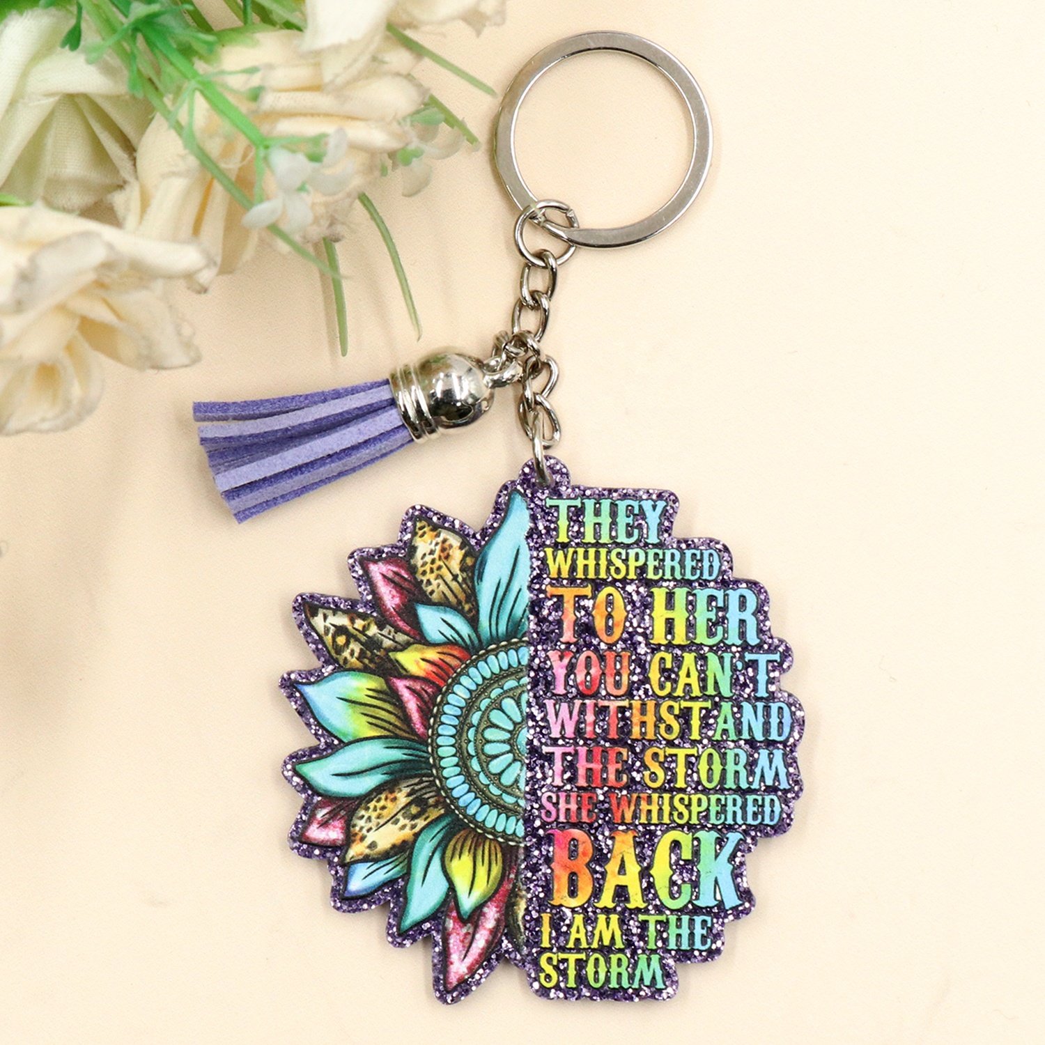 ZSHKH1326 They Whispered to Hear You Cant Withstand The StormBlack History Month Purple Glitter Acrylic Keychain