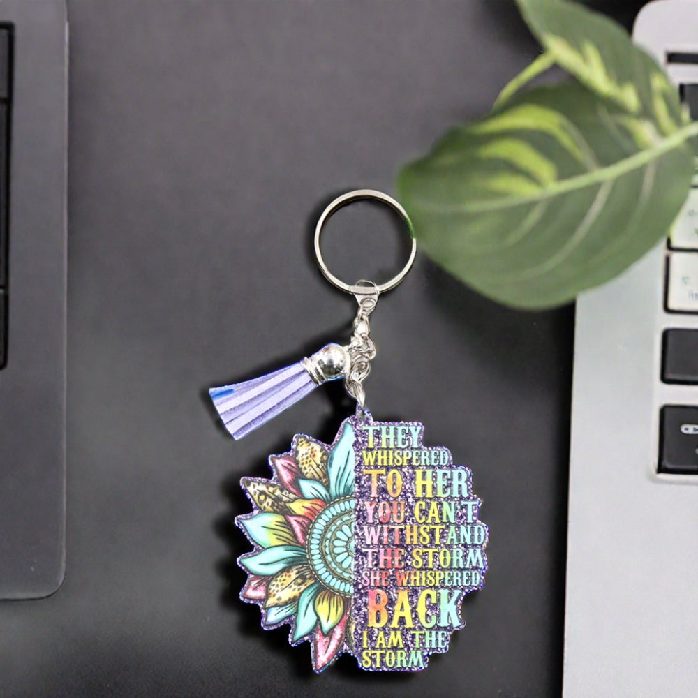ZSHKH1326 They Whispered to Hear You Cant Withstand The StormBlack History Month Purple Glitter Acrylic Keychain