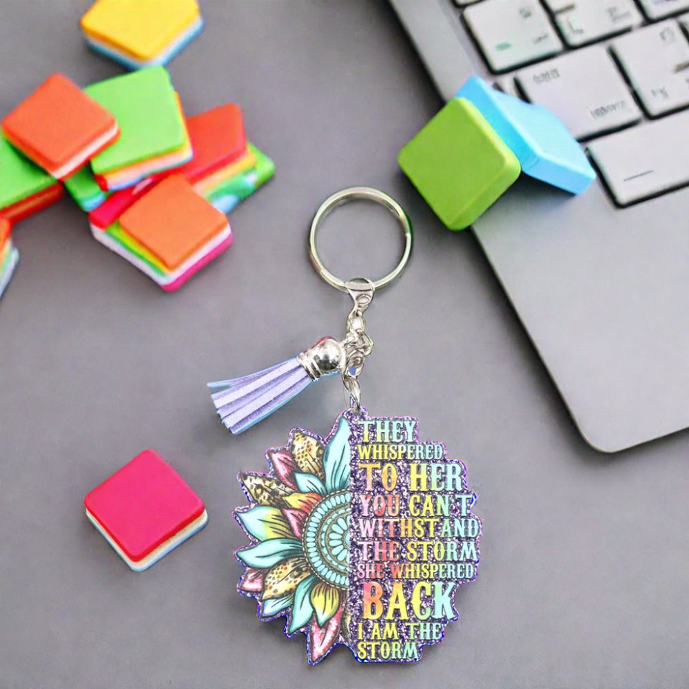 ZSHKH1326 They Whispered to Hear You Cant Withstand The StormBlack History Month Purple Glitter Acrylic Keychain