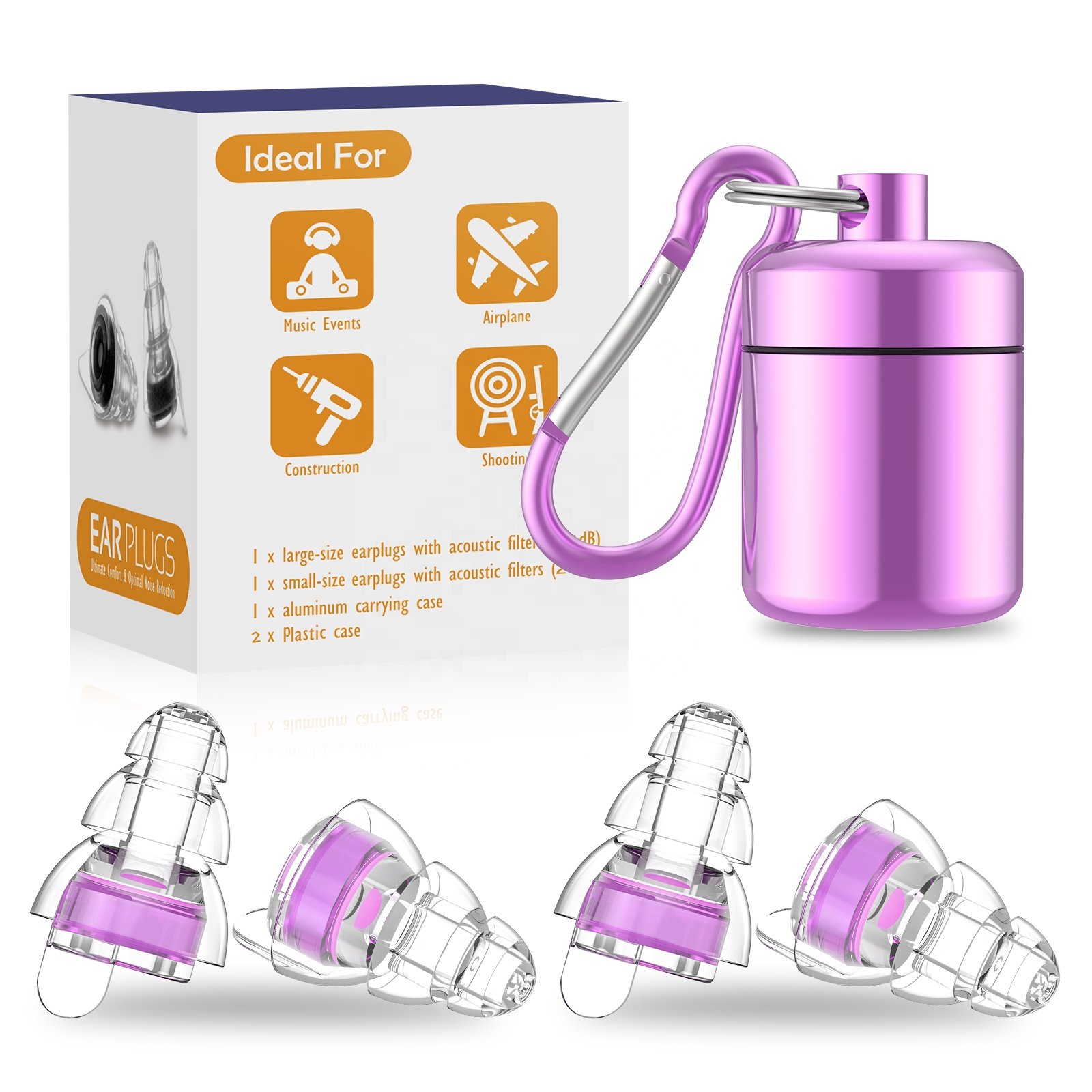 24db 2 Pairs customized Soft Music Concert ear protection for shooting quiet earplugs noise reduction hearing protection