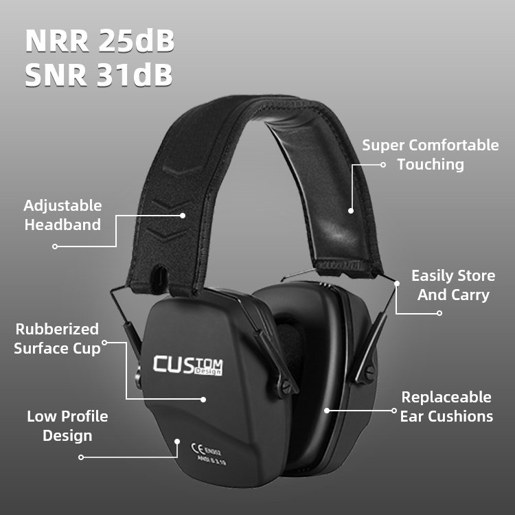 Custom Logo Hunters Sound Reduce Noise Cancelling Hearing Protection Ears Outdoor Hunting Earmuffs