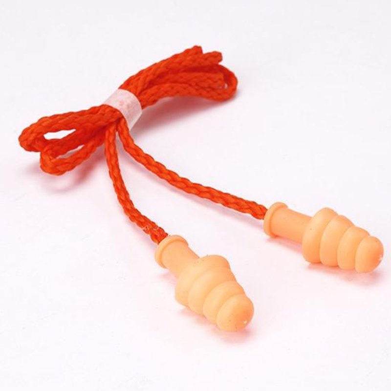 Reusable hearing protection silicone earplugs with cord waterproof soundproof swimming protection ear plugs