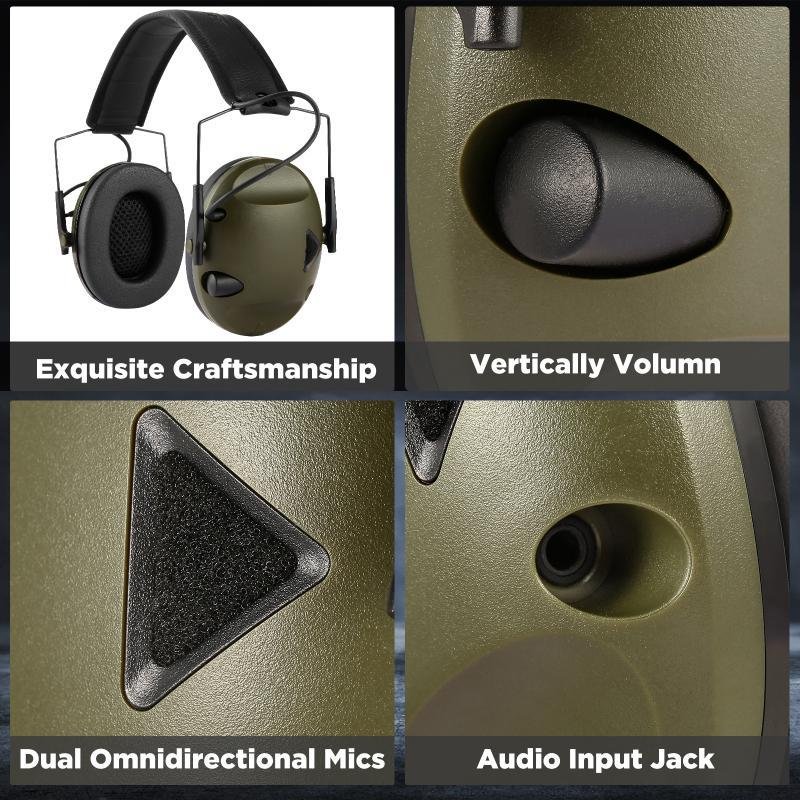 Shooting tactical intelligent noise reduction sound isolation pickup built-in battery powered anti-noise earphones earmuffs