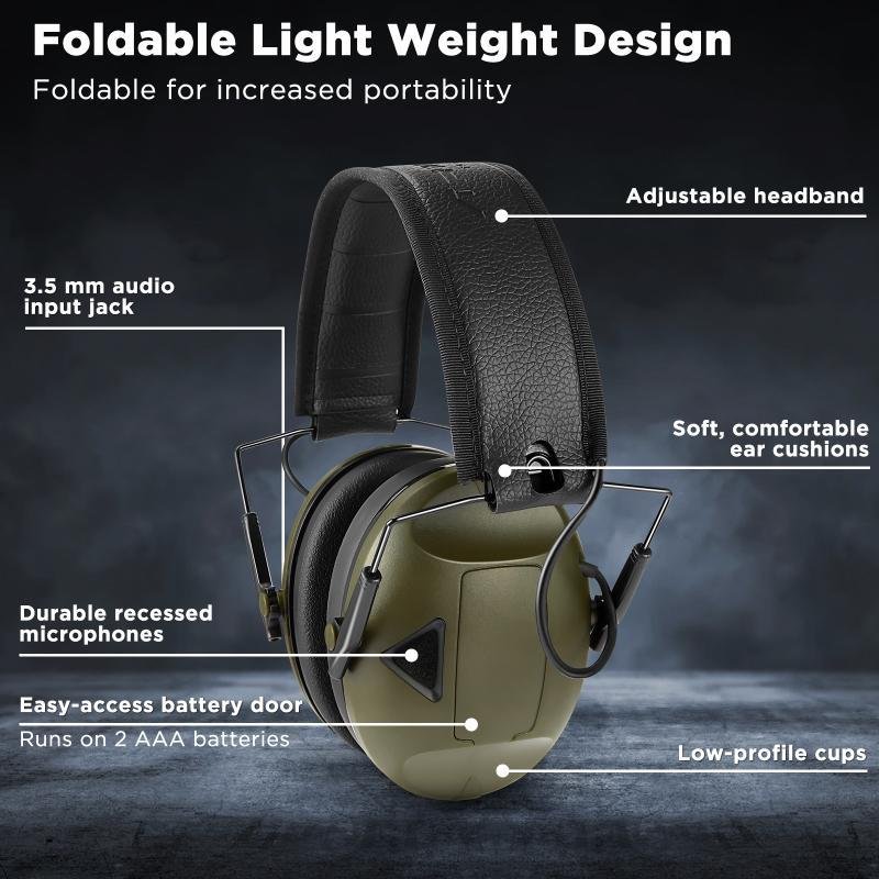 Shooting tactical intelligent noise reduction sound isolation pickup built-in battery powered anti-noise earphones earmuffs