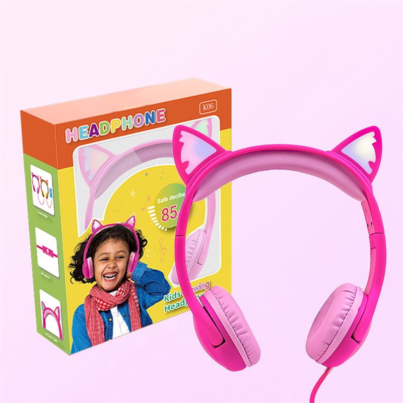 LINX Cute Cat Ears Stereo Headphones with Mic 3.5mm Wired Headset for Kids Gaming & Learning Use Wholesale Computer Laptop