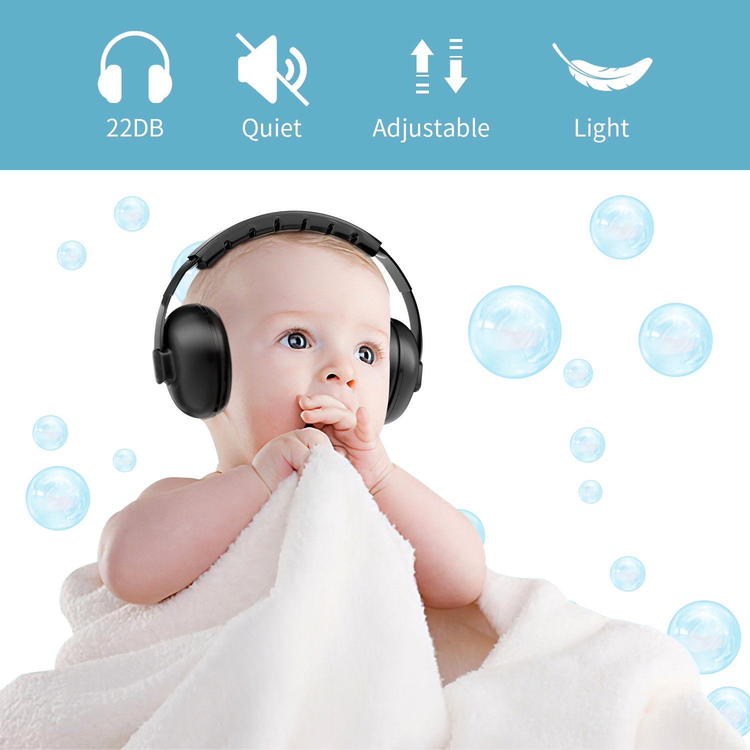 OEM GS630 Comfortable Safety Noise Cancelling Soundproof Hearing Protection Baby Earmuffs Kids Ear Muffs Defender for Sleep