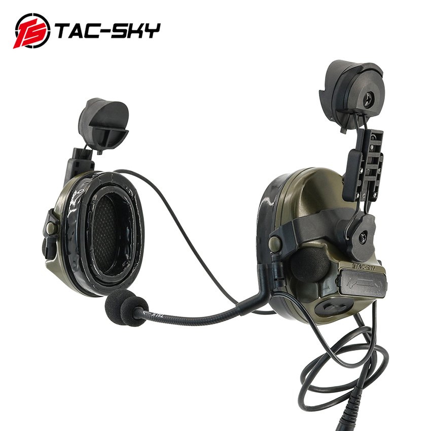 TS TAC-SKY Electronic Ear Protection Walkie Talkie PTT Headset COMTAC III ARC Rail Bracket Version for Hunting Shooting