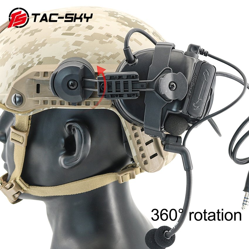 TS TAC-SKY Electronic Ear Protection Walkie Talkie PTT Headset COMTAC III ARC Rail Bracket Version for Hunting Shooting