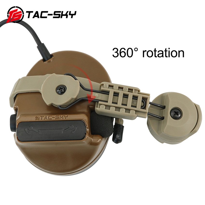 TS TAC-SKY Electronic Ear Protection Walkie Talkie PTT Headset COMTAC III ARC Rail Bracket Version for Hunting Shooting