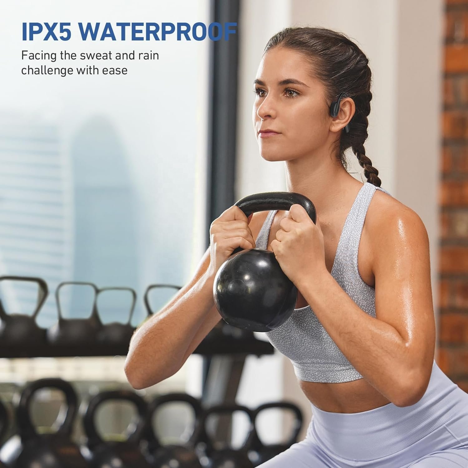 Waterproof IPX5 Bone Conduction Bluetooth 5.3 Headphones Headset Open Ear Design Durable Neckband Ergonomic Lightweight