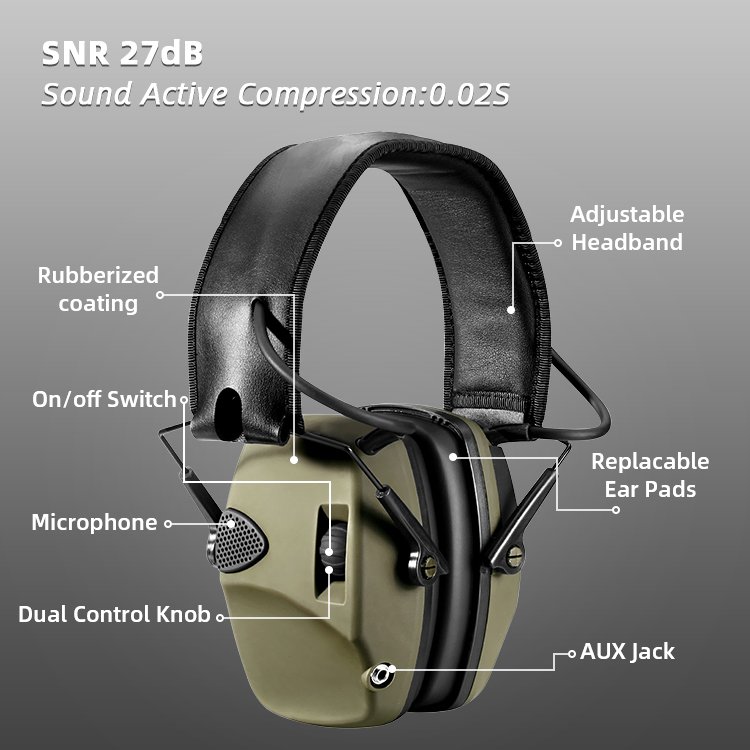 OEM Hot Sell Electronic Earmuff Tactical Ear Protection Tactical Headphone Shooting Earmuff Shooting Hearing Protection