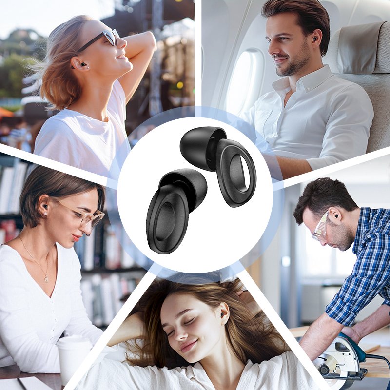 Wholesale Black 24dB Silicone Earplugs Noise Reduction Ear Plugs for Airlines Sleeping Noise Sensitivity Hearing Protection