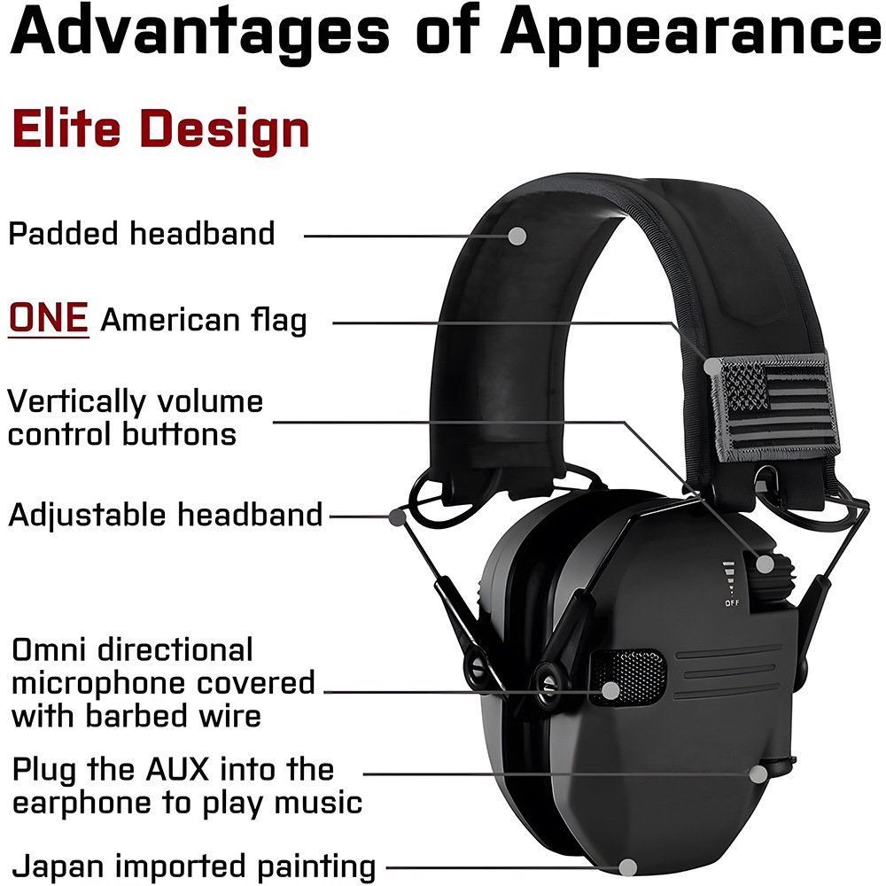 Wejump ABS Hunting Ear Protection Impact Sport Sound Amplification Electronic Earmuff Tactical Headphone