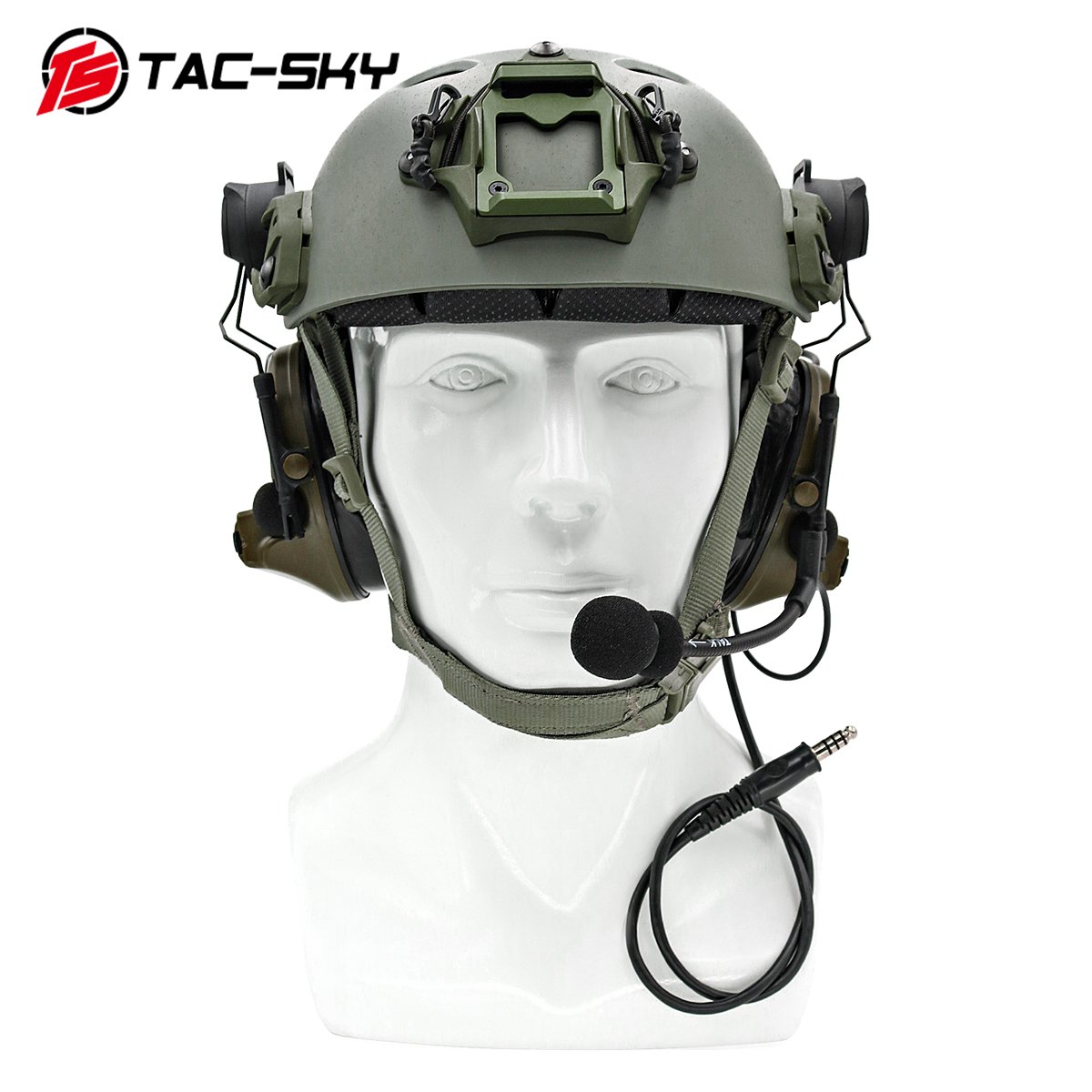 TAC-SKY Tactical ARC Rail Helmet COMTAC II Headset Electronic Shooting Ear Protection Walkie Talkie PTT Tactical Headset