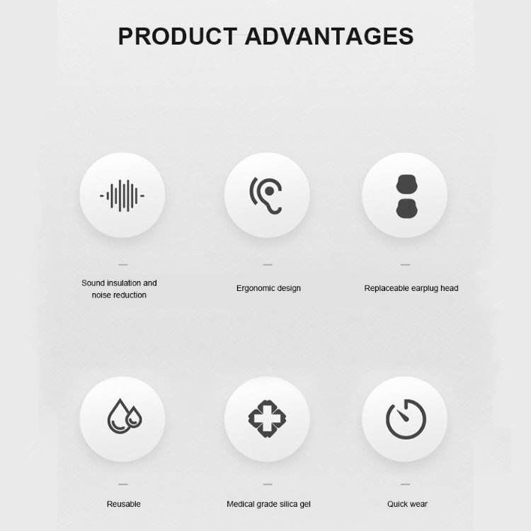 Custom Logo Reusable Silicone Earplugs for Sleep Soundproof Safety Hearing Protection with Noise Cancellation Function