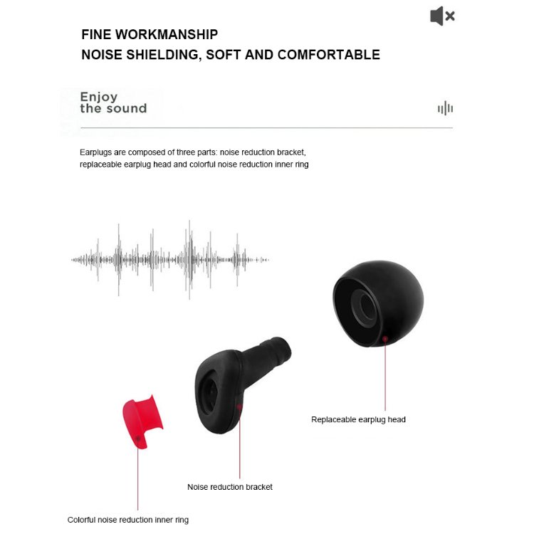 Custom Logo Reusable Silicone Earplugs for Sleep Soundproof Safety Hearing Protection with Noise Cancellation Function