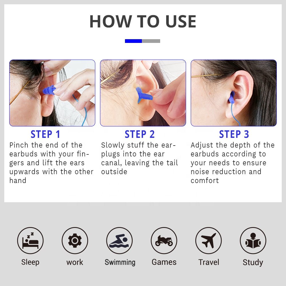 Silicone Ear plugs Hearing Protection Soundproof Soft Reusable Washable Noise Reduction for Sleeping Swimming in Case