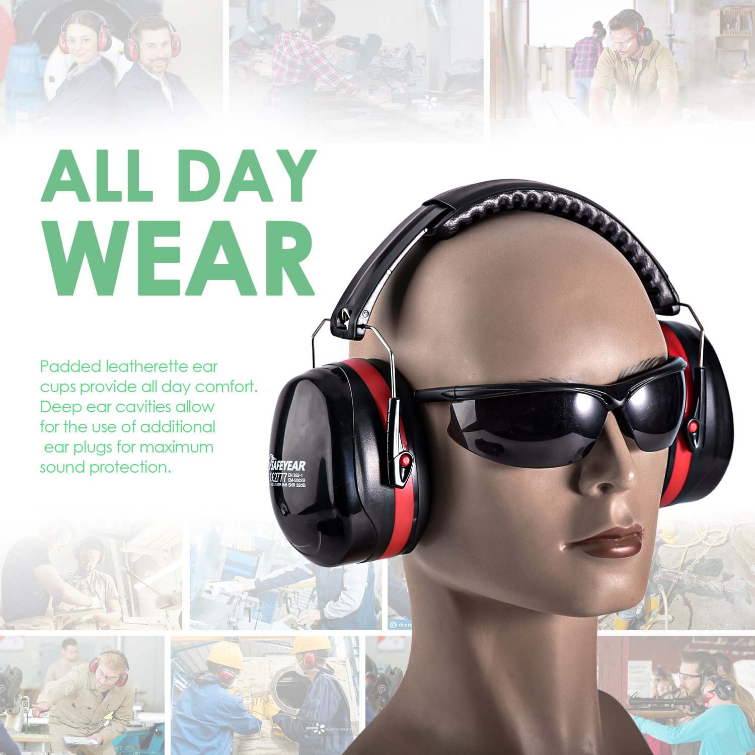 Noise Cancelling Protective Hearing Protection Earmuffs Safety Work Ear Defenders
