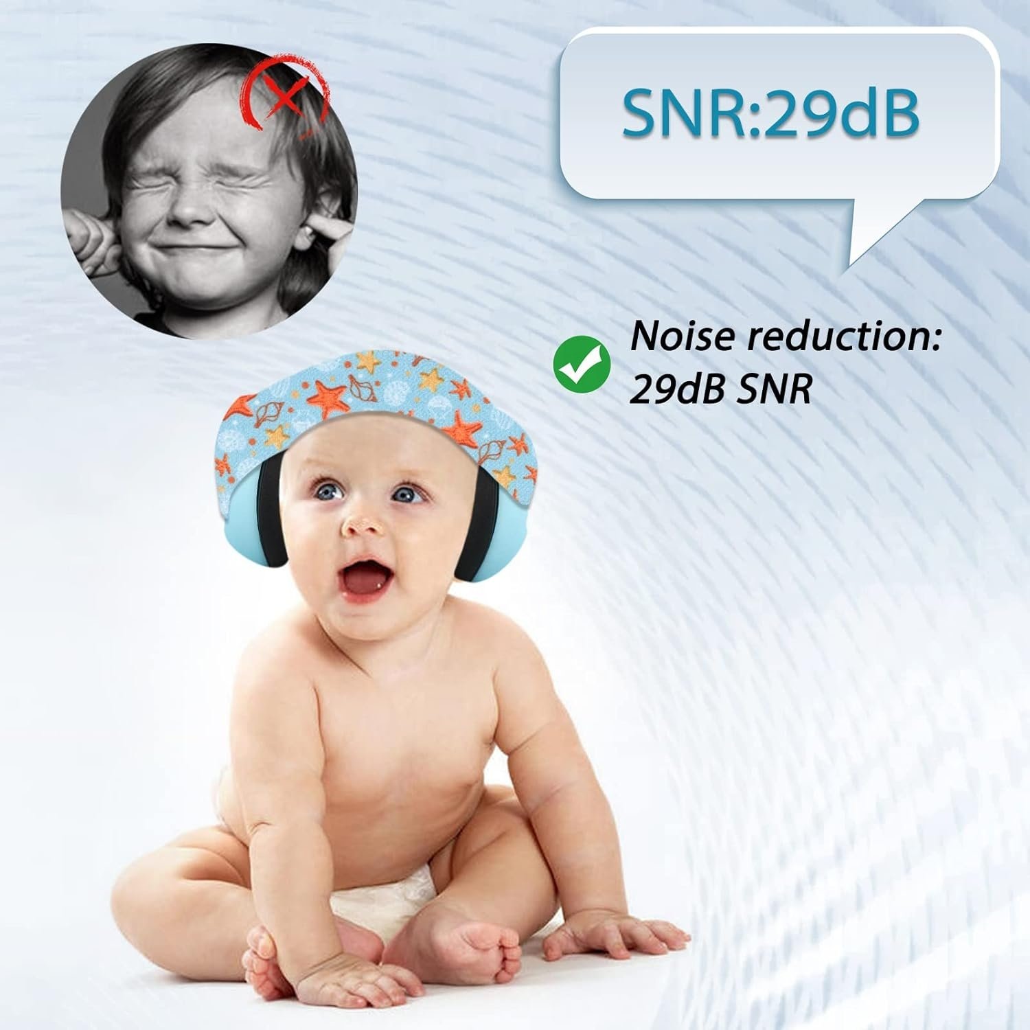 Infant Ear Protection Noise Cancelling Baby Ear Muffs, Toddler Hearing Protection with Adjustable Elastic Headband