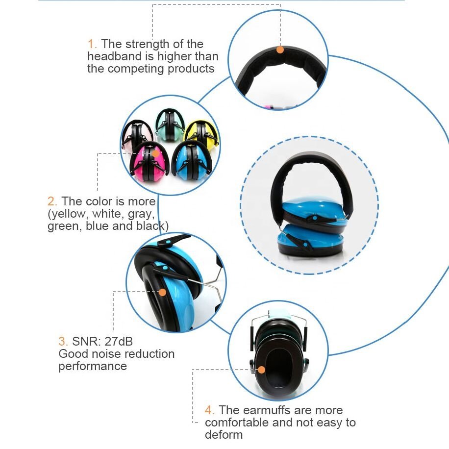 CE harmless hearing protection ear muff with different color Noise Cancelling Safety Ear Muffs for Noise Reduction