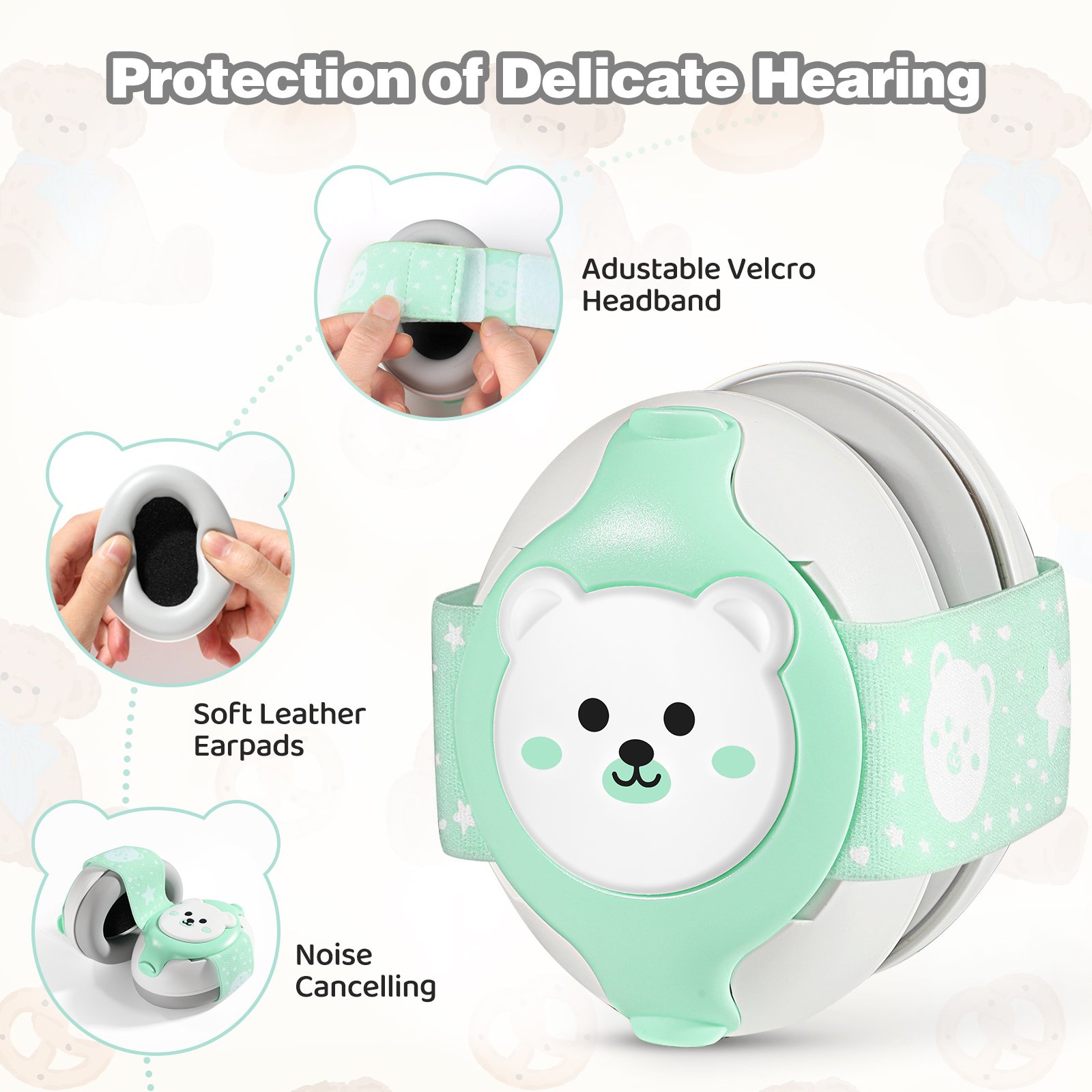 Hearing Protection Baby Earmuffs 25dB Noise Reduction Child Noise Cancelling Headphones Soft Safety Baby Earmuffs