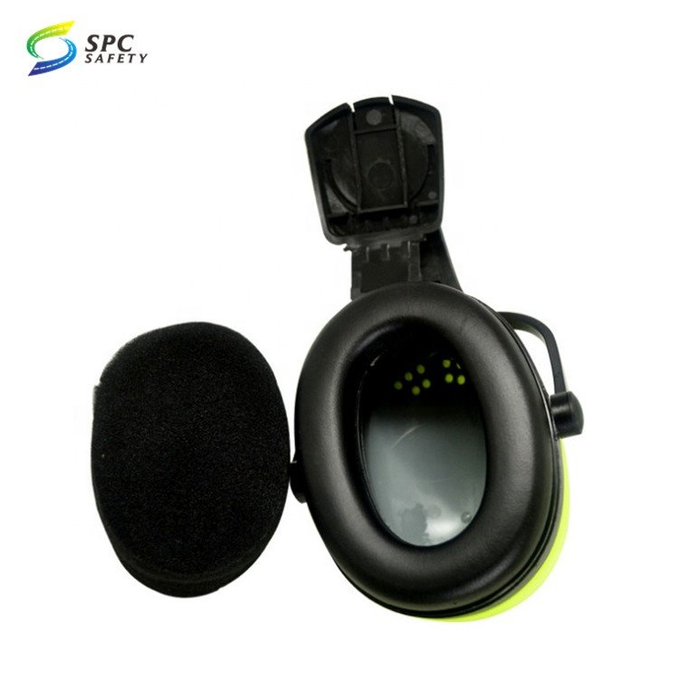 Custom reusable anti noise canceling hearing protection soundproof hard hat mounted ear muffs safety helmet with ear protection