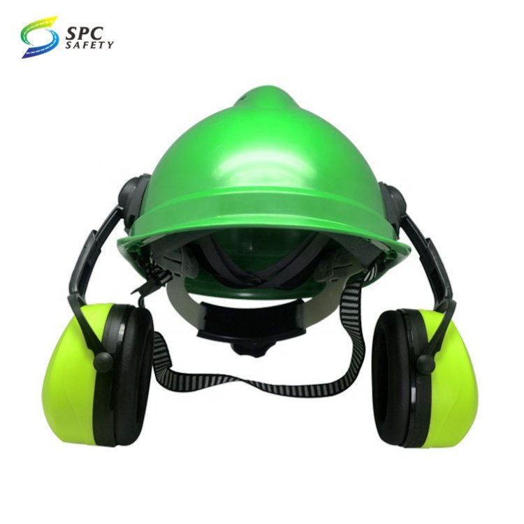 Custom reusable anti noise canceling hearing protection soundproof hard hat mounted ear muffs safety helmet with ear protection