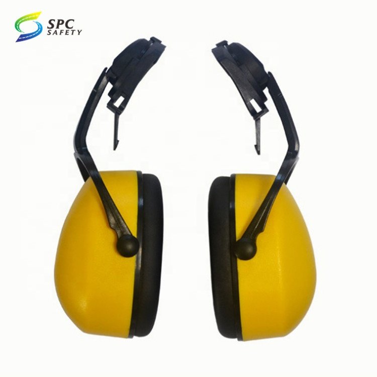 Custom reusable anti noise canceling hearing protection soundproof hard hat mounted ear muffs safety helmet with ear protection