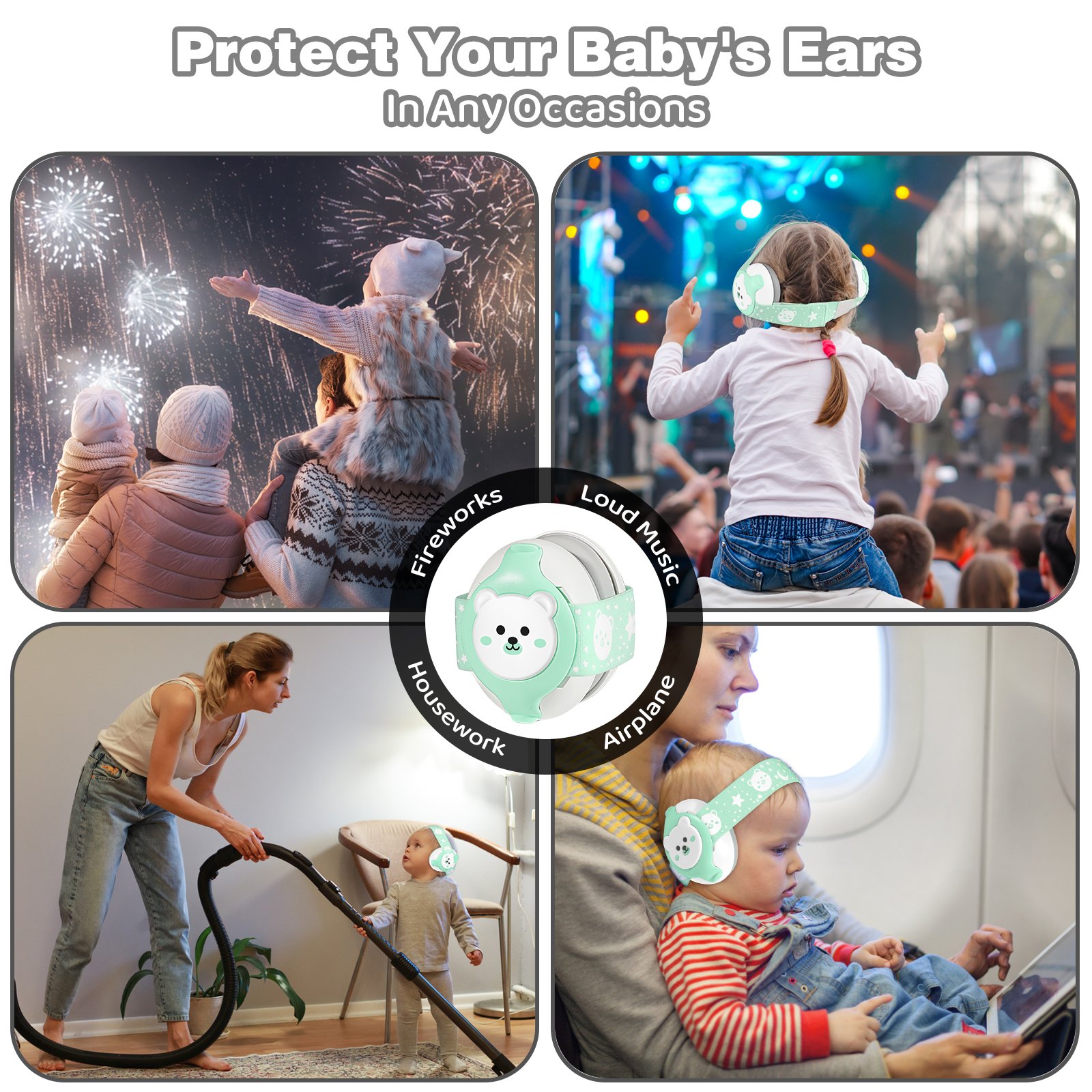 Infant Ear Protection for Babies 0-36 Months Baby Earmuffs Design Noise Cancelling Headphones for Improves Sleep