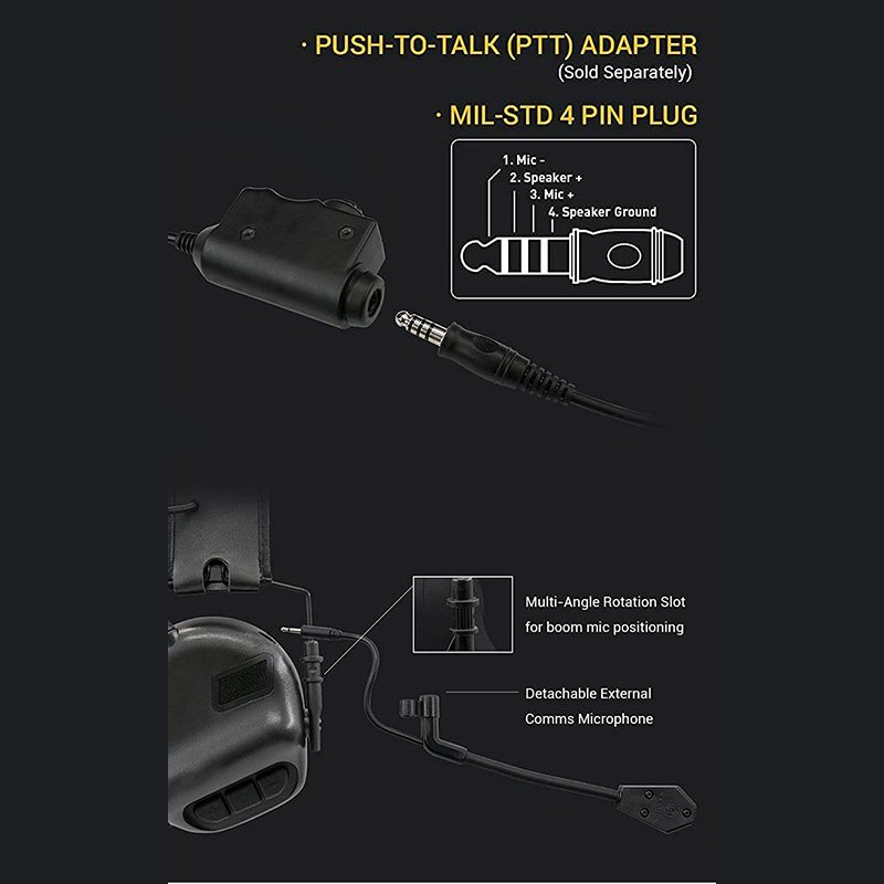 SIVI Shooter Hearing Protection Electronic Protective Earmuffs Shooting Ear Muffs Tactical Shooting Headphone with Microphone